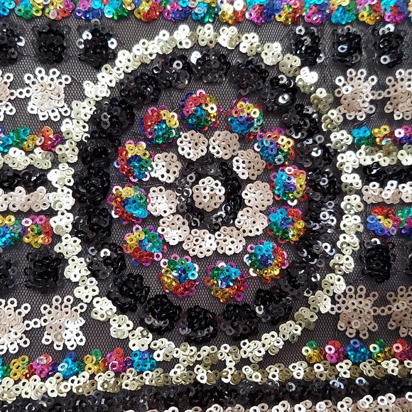 Endless Rose Multicolored Sequined Pencil Skirt Size Small Black Gold Rainbow - Picture 5 of 16